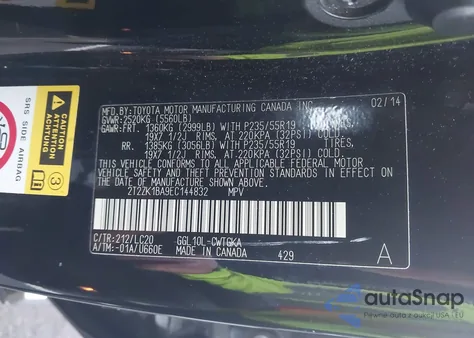 2014 Lexus Rx 350 z USA, uszkodzony, nr VIN 2T2ZK1BA9EC144832